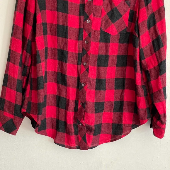 Torrid Flannel Red Checkerboard Buttondown Brushed Rayon shirt size 1X - Picture 4 of 10